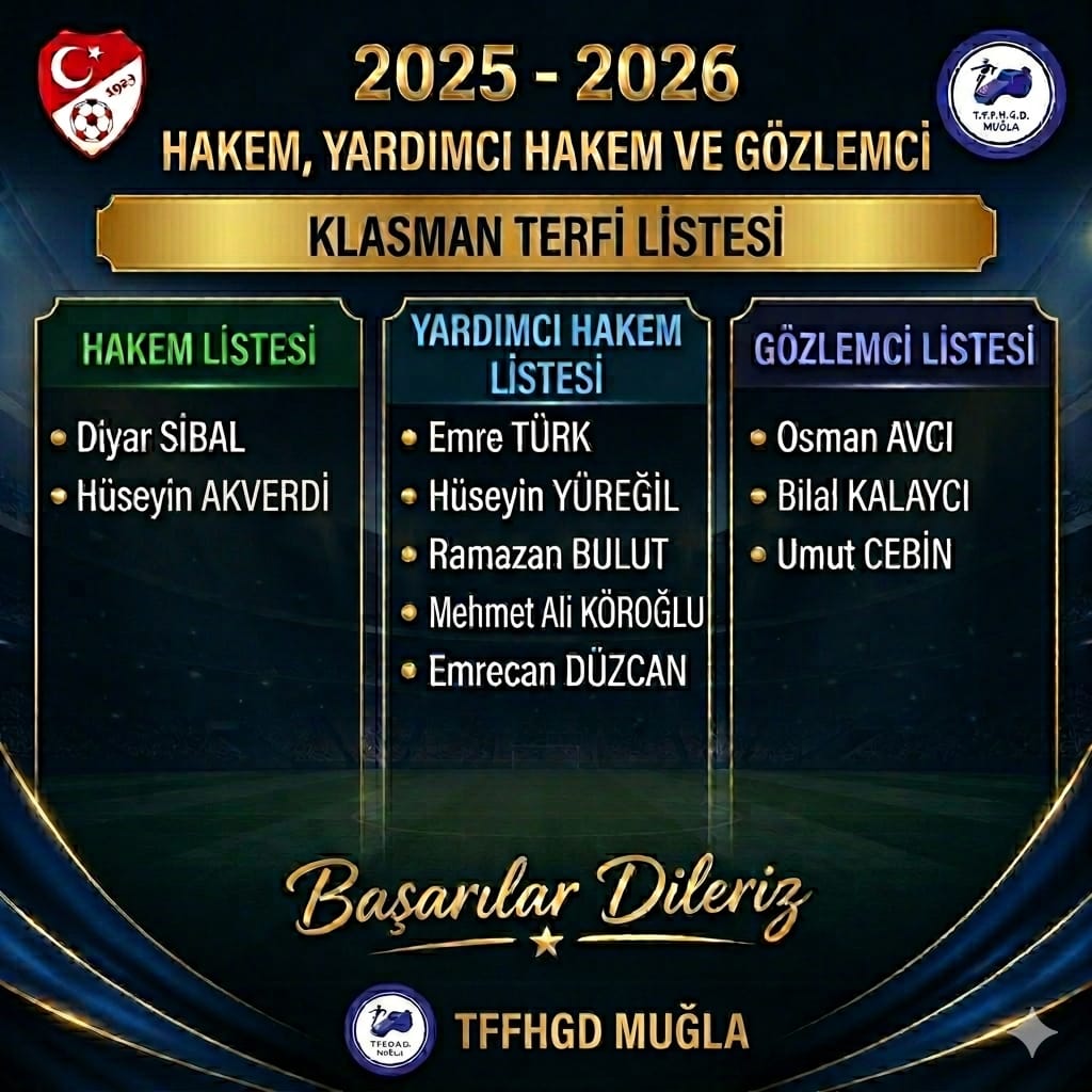 İl Hakemleri ve Gözlemcileri İçin Terfi Sınavlarının Listeleri Açıklandı